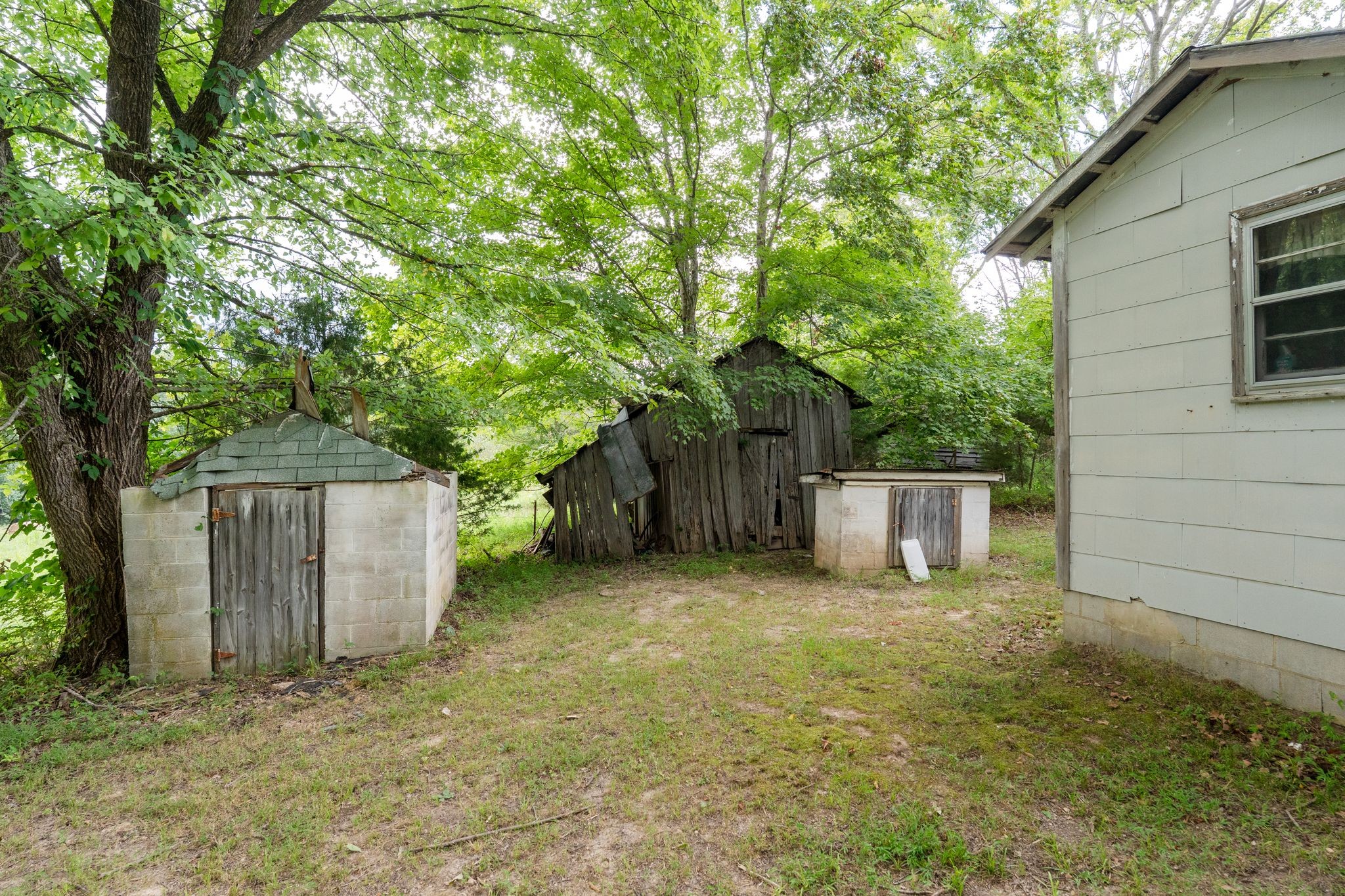 2882 Mobley Ridge Road Duck River, TN 38454 - Photo 8 of 70 a backyard of a house with plants and tree with wooden fence