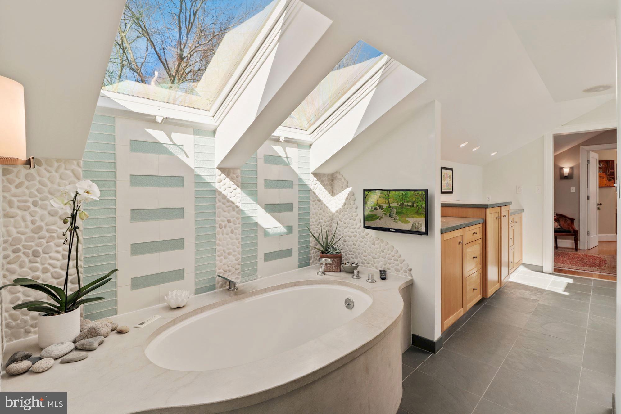 7201 Lenhart Drive Chevy Chase, MD 20815 - Photo 24 of 47 Primary Bath with jetted tub and skylights