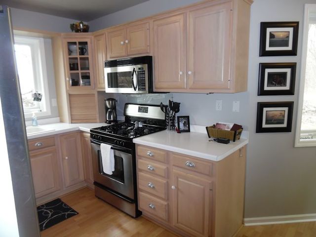 3720 East Flagg Road Ashton, IL 61006 - Photo 3 of 19 a kitchen with stainless steel appliances granite countertop a stove a microwave and a refrigerator