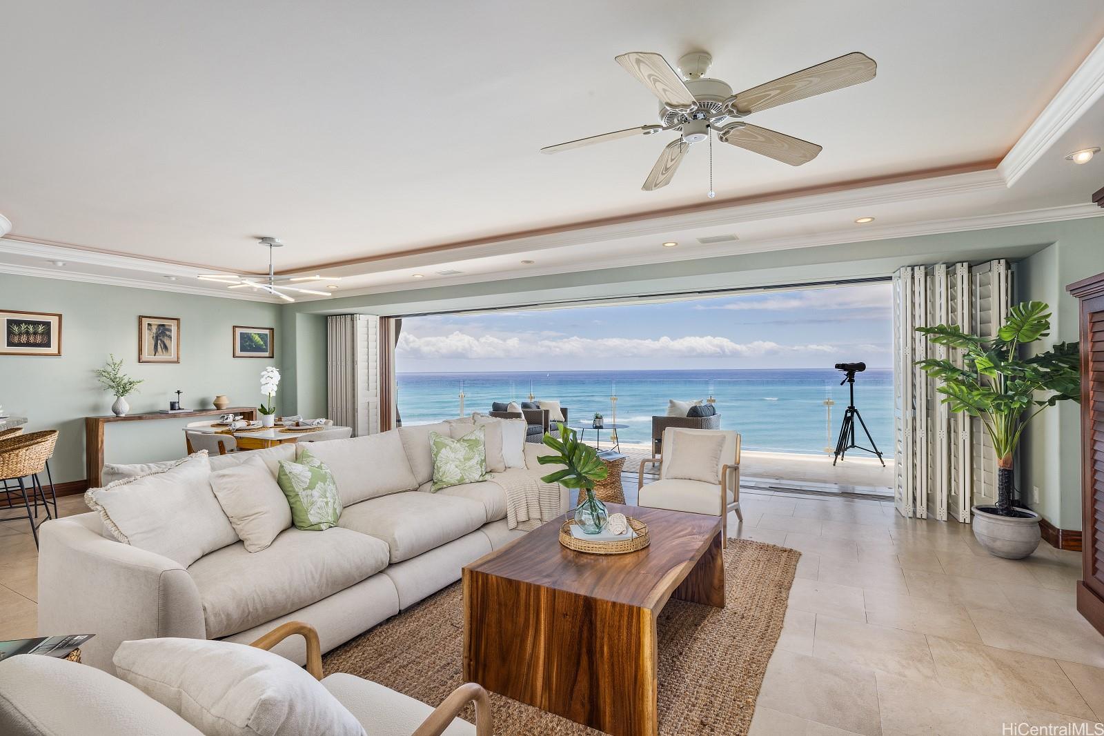 The serenity of the ocean welcomes you home as you step from the elevator into your living area