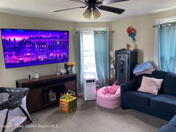 a bedroom with furniture and a bed