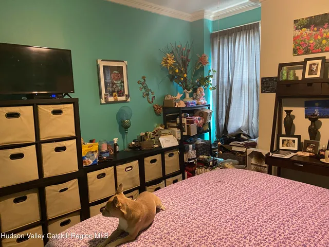 a view of a closet with storage