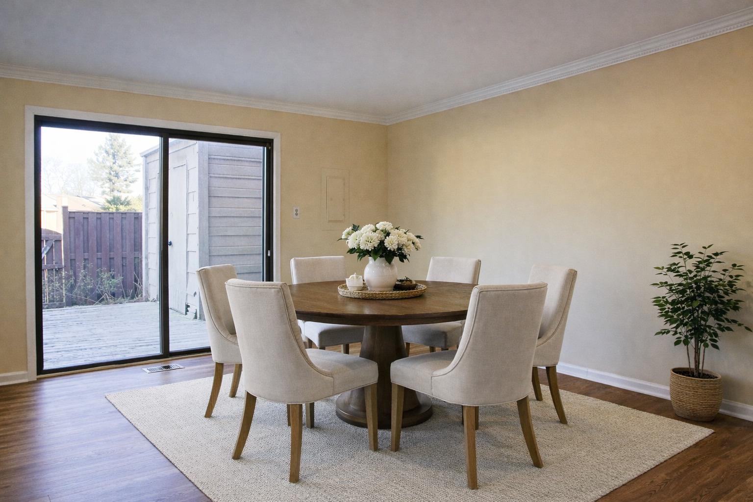 9040 Centerway Road Gaithersburg, MD 20879 - Photo 12 of 43 Virtually Staged dining space with outdoor view.