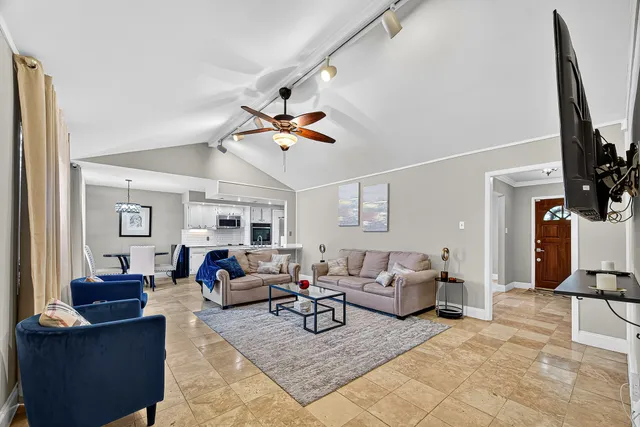 a living room with furniture