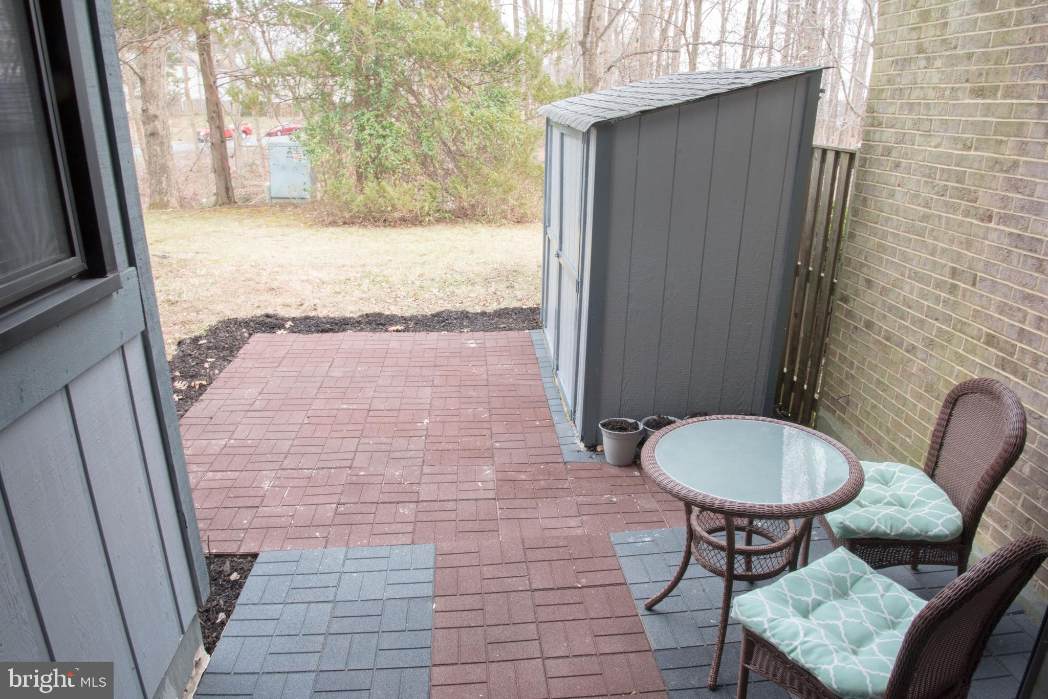 Patio backing to Park with Trees and Stream.