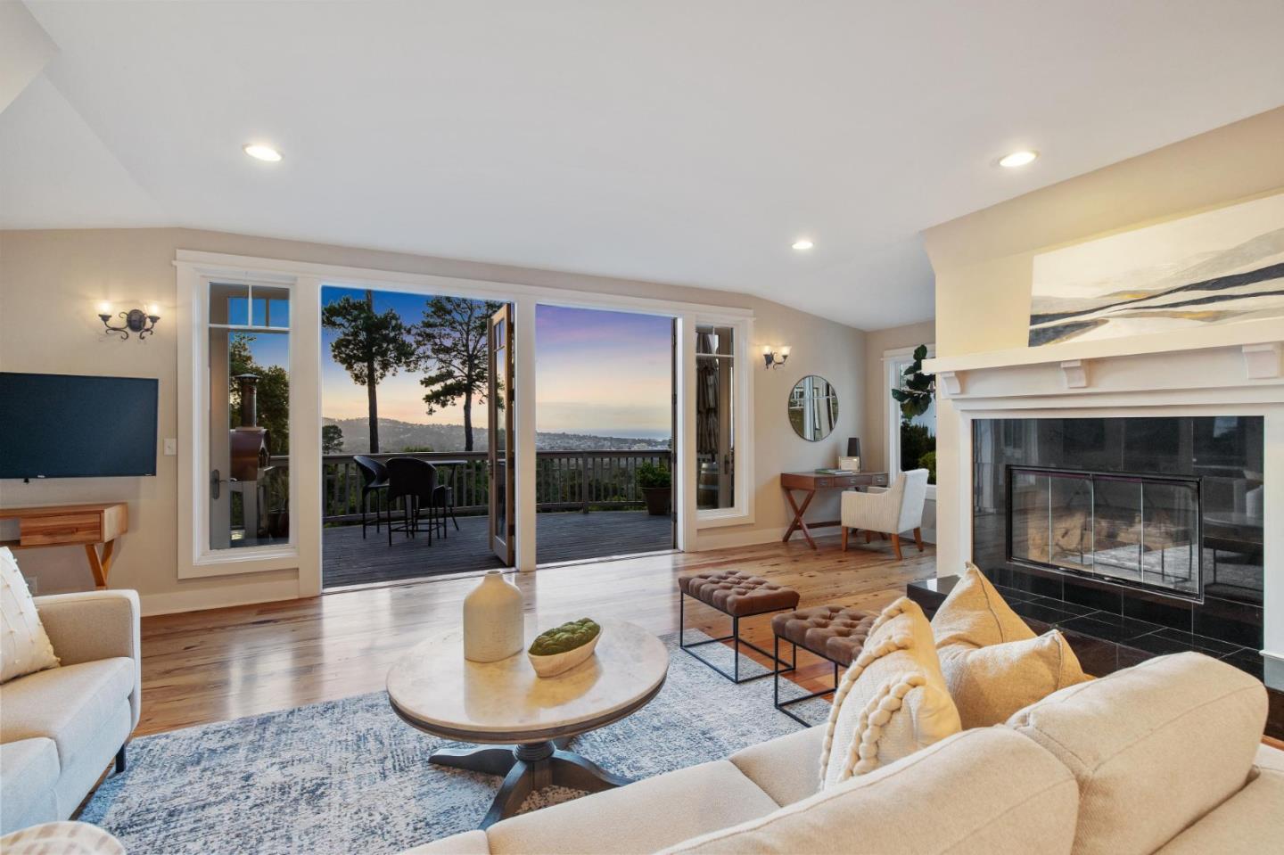 23865 Fairfield Place Carmel, CA 93923 - Photo 55 of 58 a living room with furniture and a fireplace