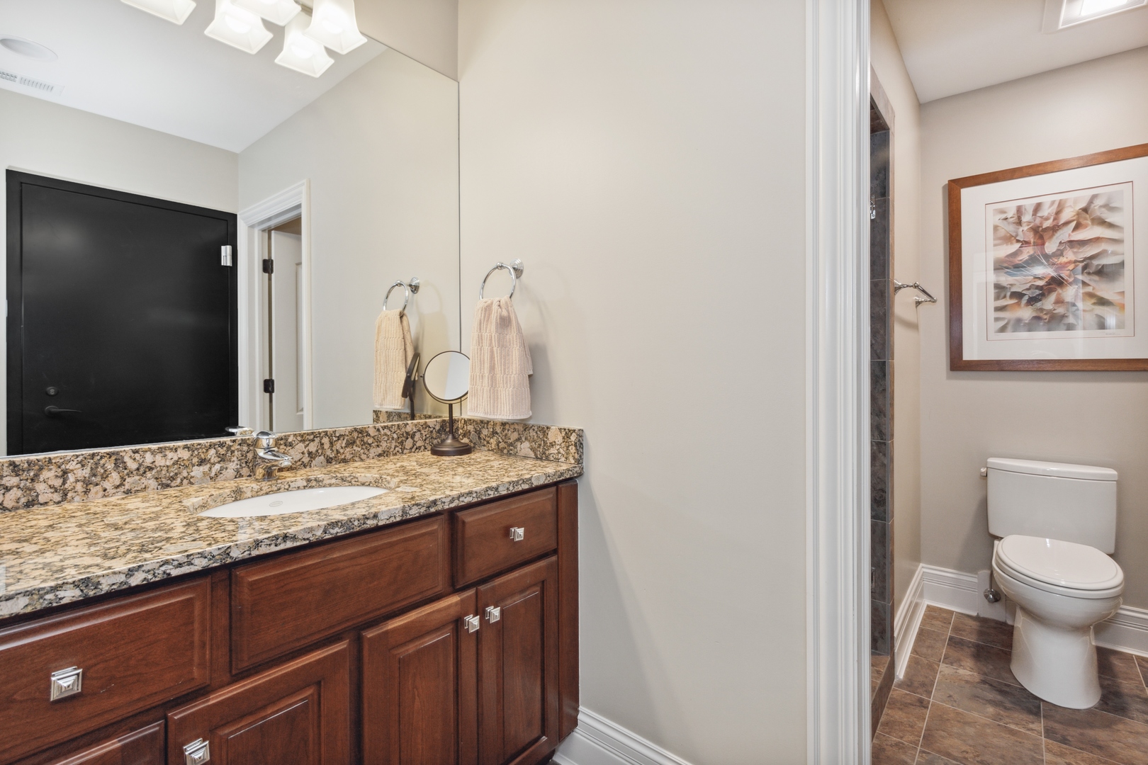 2770 Grace Road Northbrook, IL 60062 - Photo 26 of 51 a bathroom with a granite countertop sink and a mirror