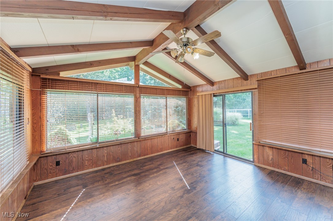5445 Hauserman Road Cleveland, OH 44130 - Photo 12 of 45 Sunroom with vaulted ceiling with beams and ceiling fan