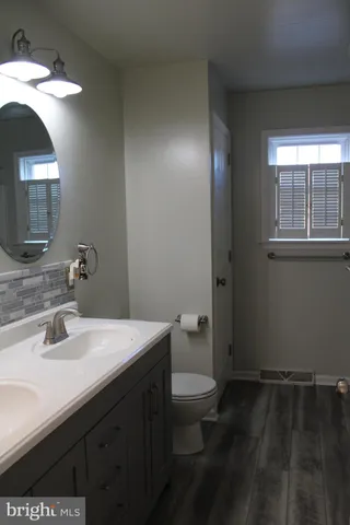 a bathroom with a sink toilet and vanity