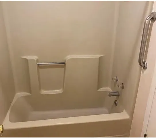 a bathroom with a tub