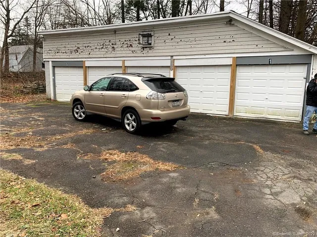 a view of a car in garage