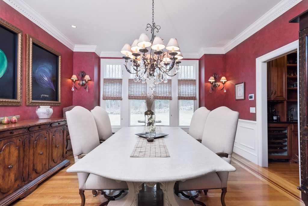 2 Stonegate Lane Dover, MA 02030 - Photo 12 of 28 a view of a dining room with furniture and chandelier