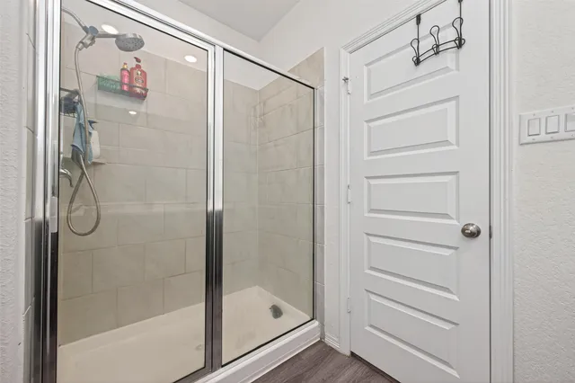 a bathroom with a shower