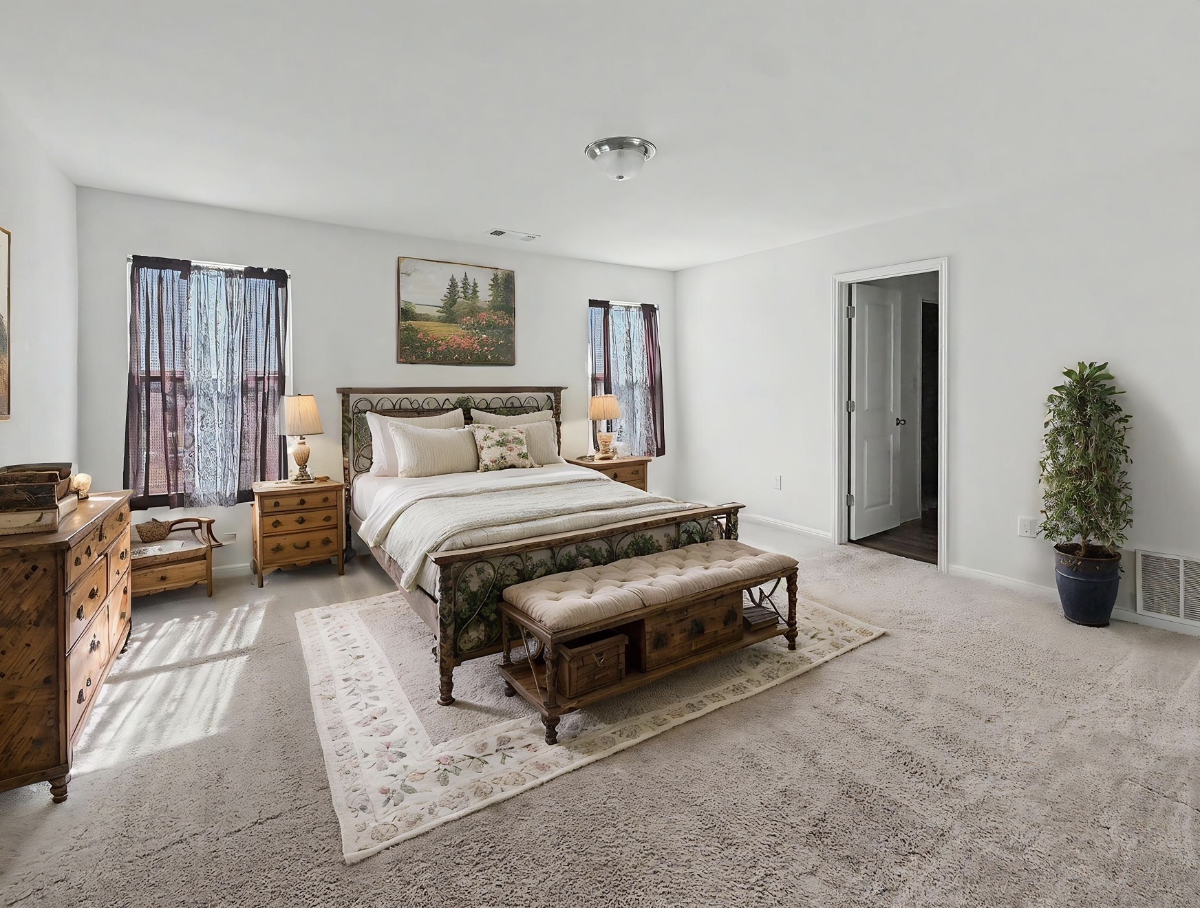 Generous proportions and soft carpeting define this quiet, comfortable retreat.