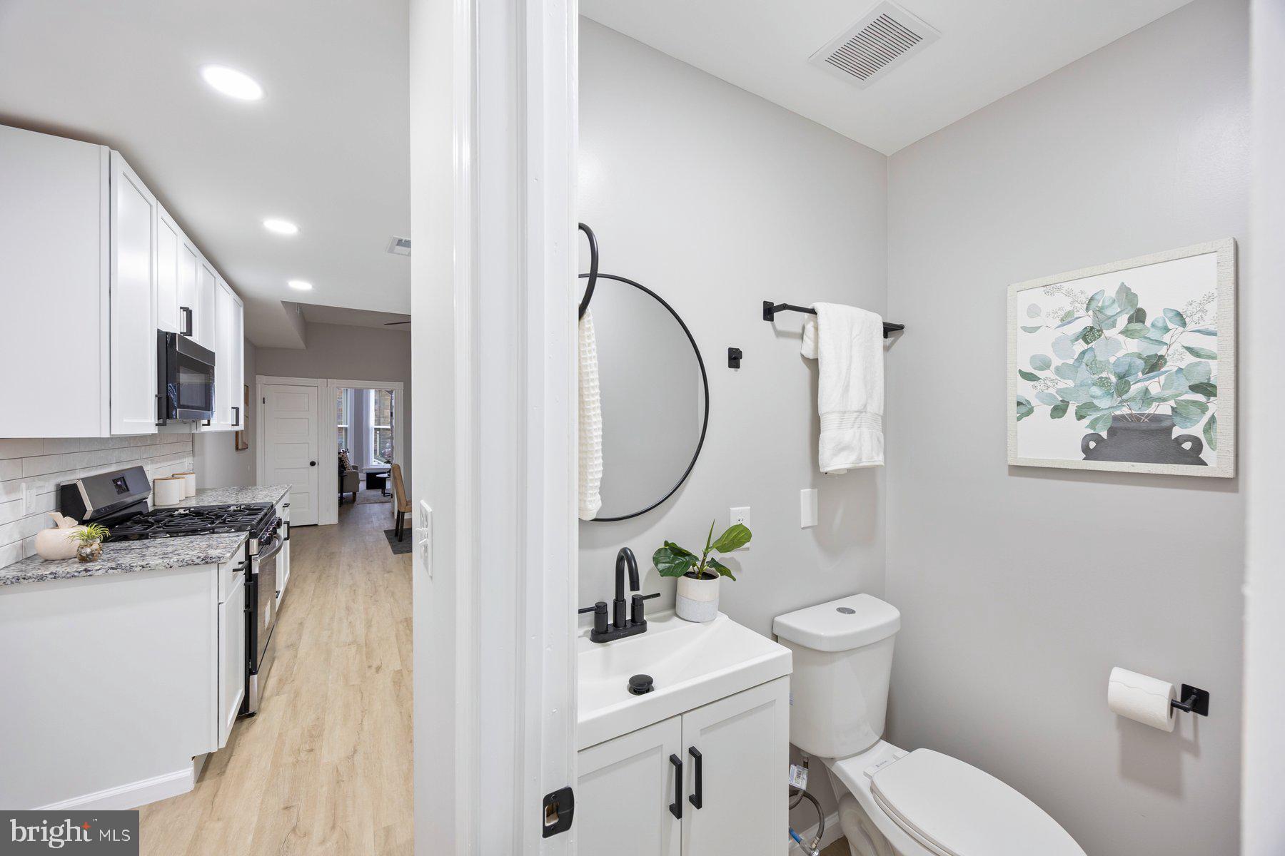 3611 Chestnut Avenue Baltimore, MD 21211 - Photo 19 of 38 a bathroom with a sink toilet and mirror