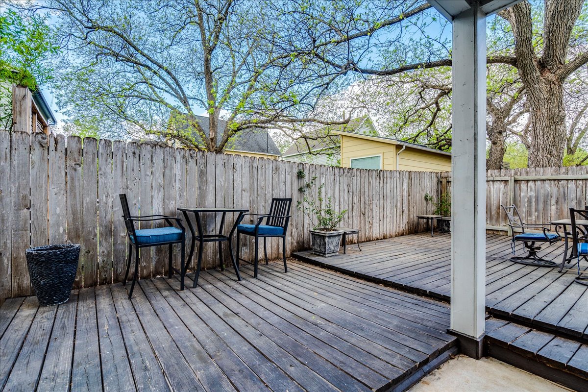 2115 Bluebonnet Lane, Unit 4A Austin, TX 78704 - Photo 23 of 29 a view of a wooden deck with furniture