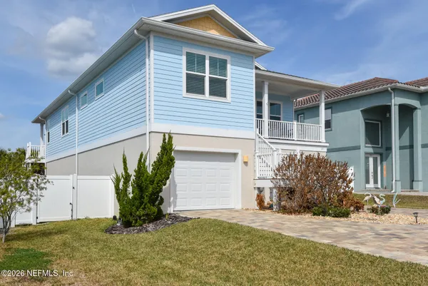 a view of dining room and wooden deck