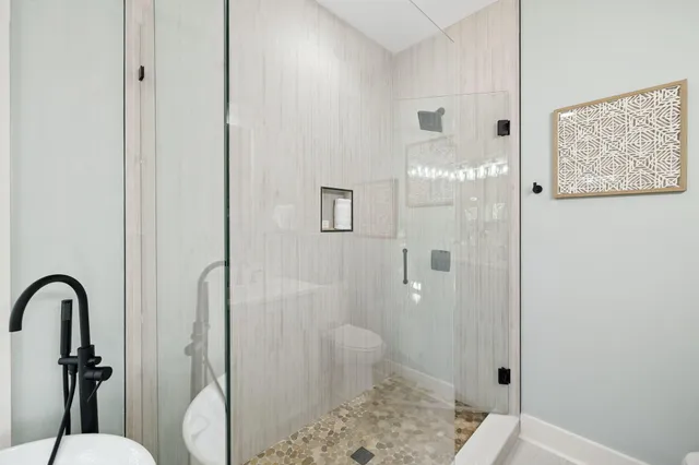 a bathroom with a shower