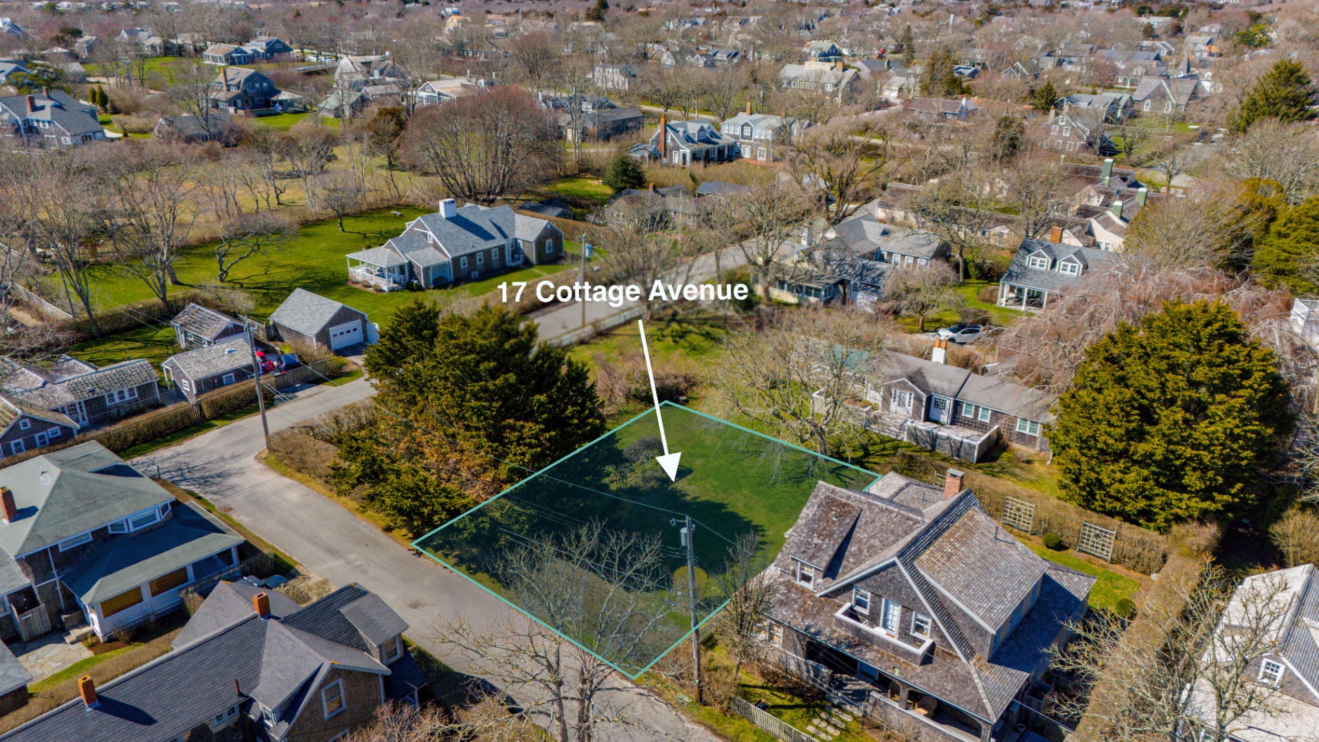 17 Cottage Avenue Nantucket, MA 02554 - Photo 1 of 1 an aerial view of multiple houses with yard