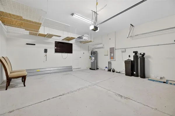 a view of a room with racks on the wall