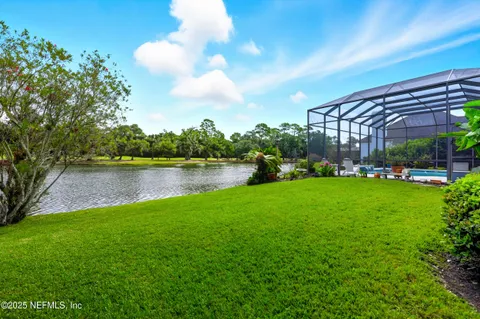 a view of a lake with houses