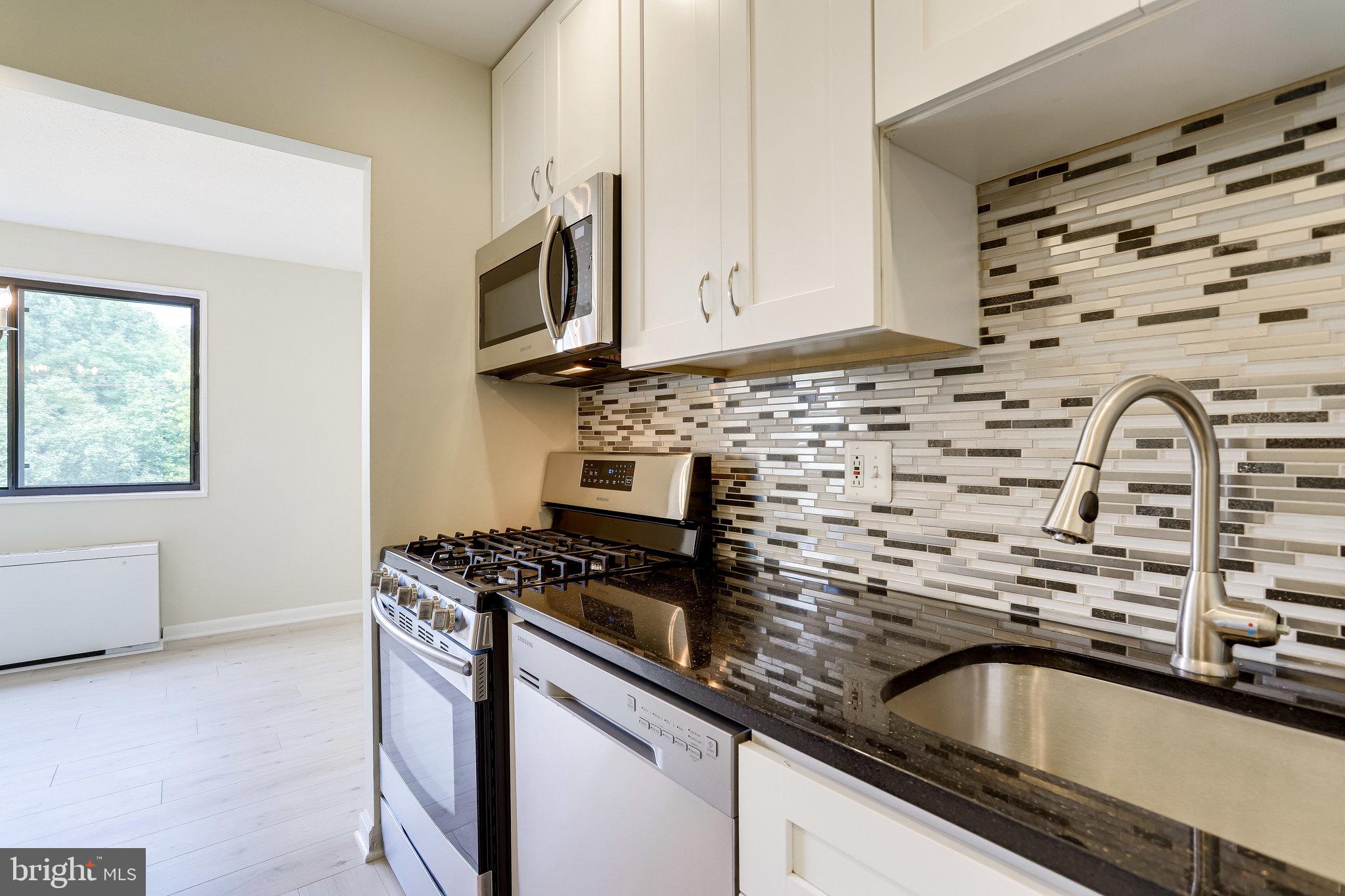 3515 Washington Boulevard, Unit 415 Arlington, VA 22201 - Photo 8 of 60 a kitchen with granite countertop a sink a stove and cabinets
