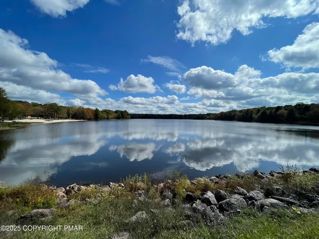 a view of a lake from a yard