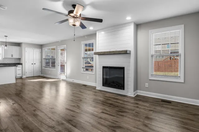 a view of a kitchen from the hallway