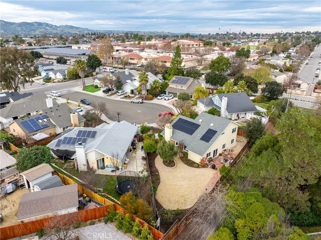 an aerial view of a residential houses with outdoor space