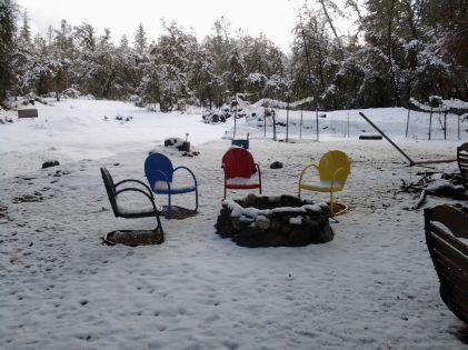 9110 Hidden Valley Road Mountain Ranch, CA 95246 - Photo 37 of 44 a view of a backyard with table and chairs