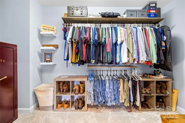 a view of a closet with storage
