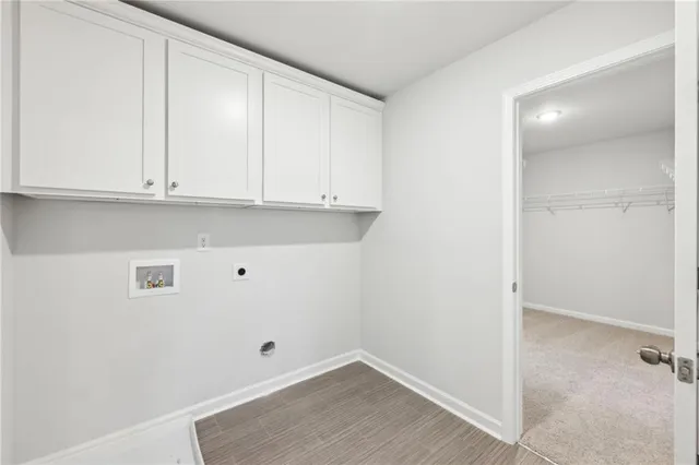 an empty room with cabinet