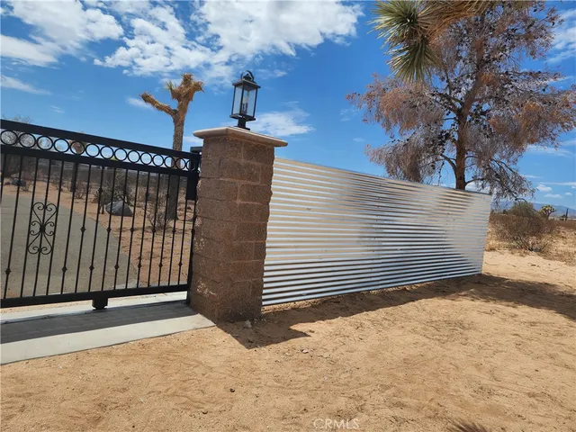 a view of a backyard with a tree