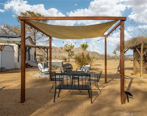 a view of an outdoor space with seating area