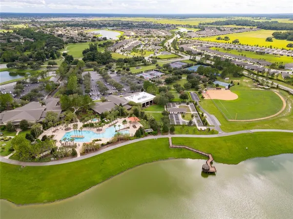 a view of a lake with a big yard