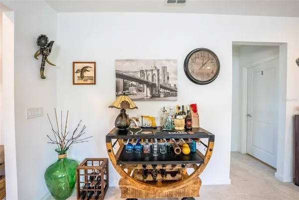 a front view of a dining room
