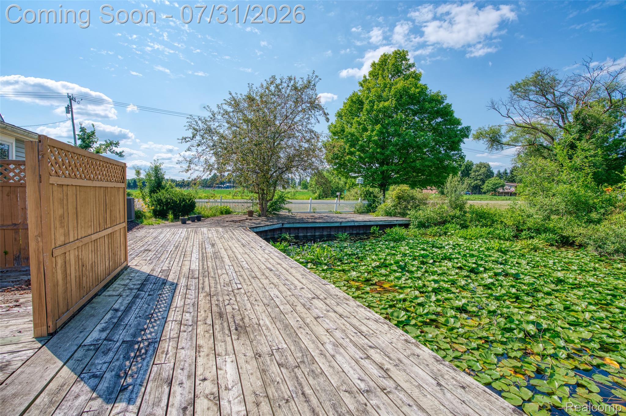 5269 Reno Road Manchester, MI 48158 - Photo 30 of 64 Expansive wooden dock overlooking a body of water with abundant lily pads