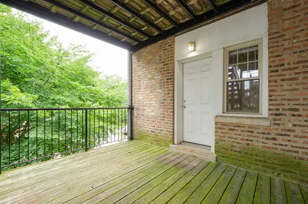 a view of wooden balcony