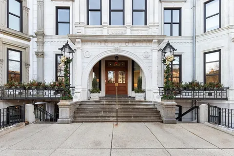 a view of a building and a street