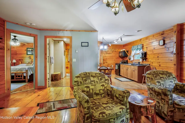 a living room with furniture