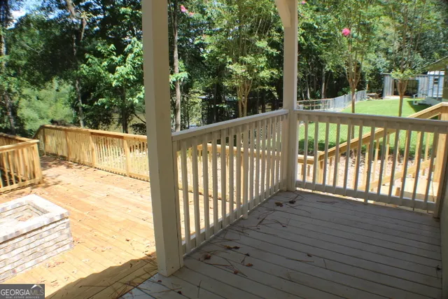 a view of a wooden deck