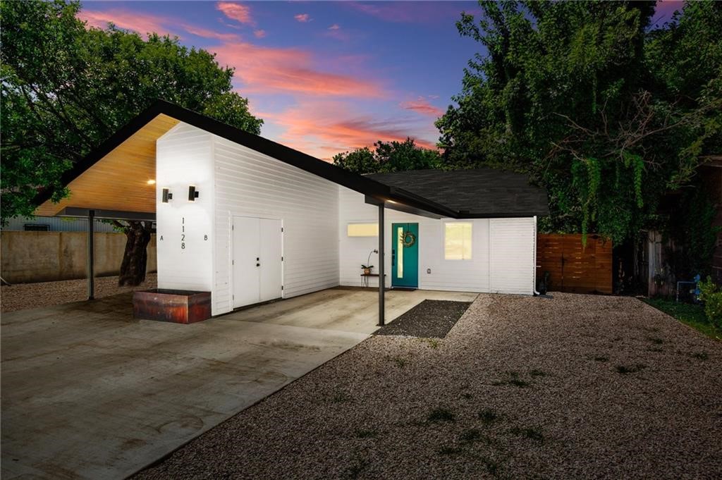 1128 Gardner Road, Unit B Austin, TX 78721 - Photo 1 of 25 Stunning remodel of 70's modern duplex. Updates throughout, including hardwood floors, kitchen, bath, entire home has been completely gutted from studs and updated in 2019.