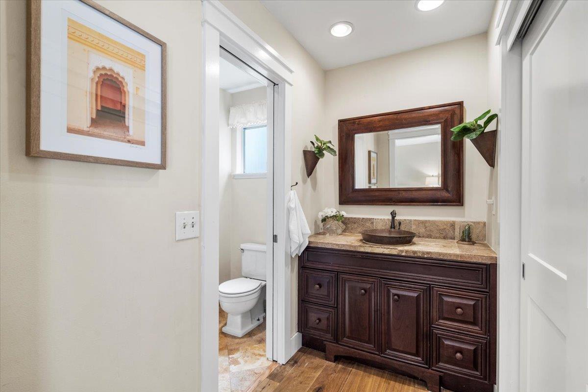2732 Doverton Square Mountain View, CA 94040 - Photo 22 of 30 a bathroom with a toilet a sink and mirror
