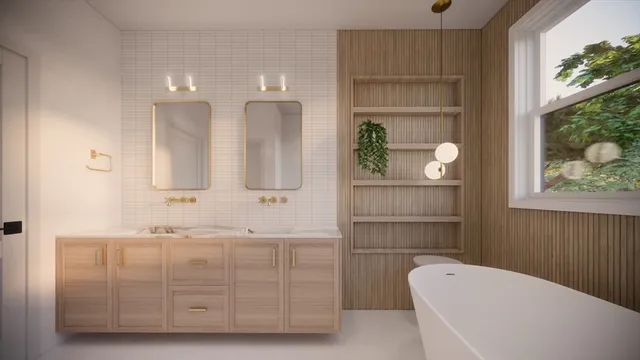 a bathroom with a large tub a toilet and a shower