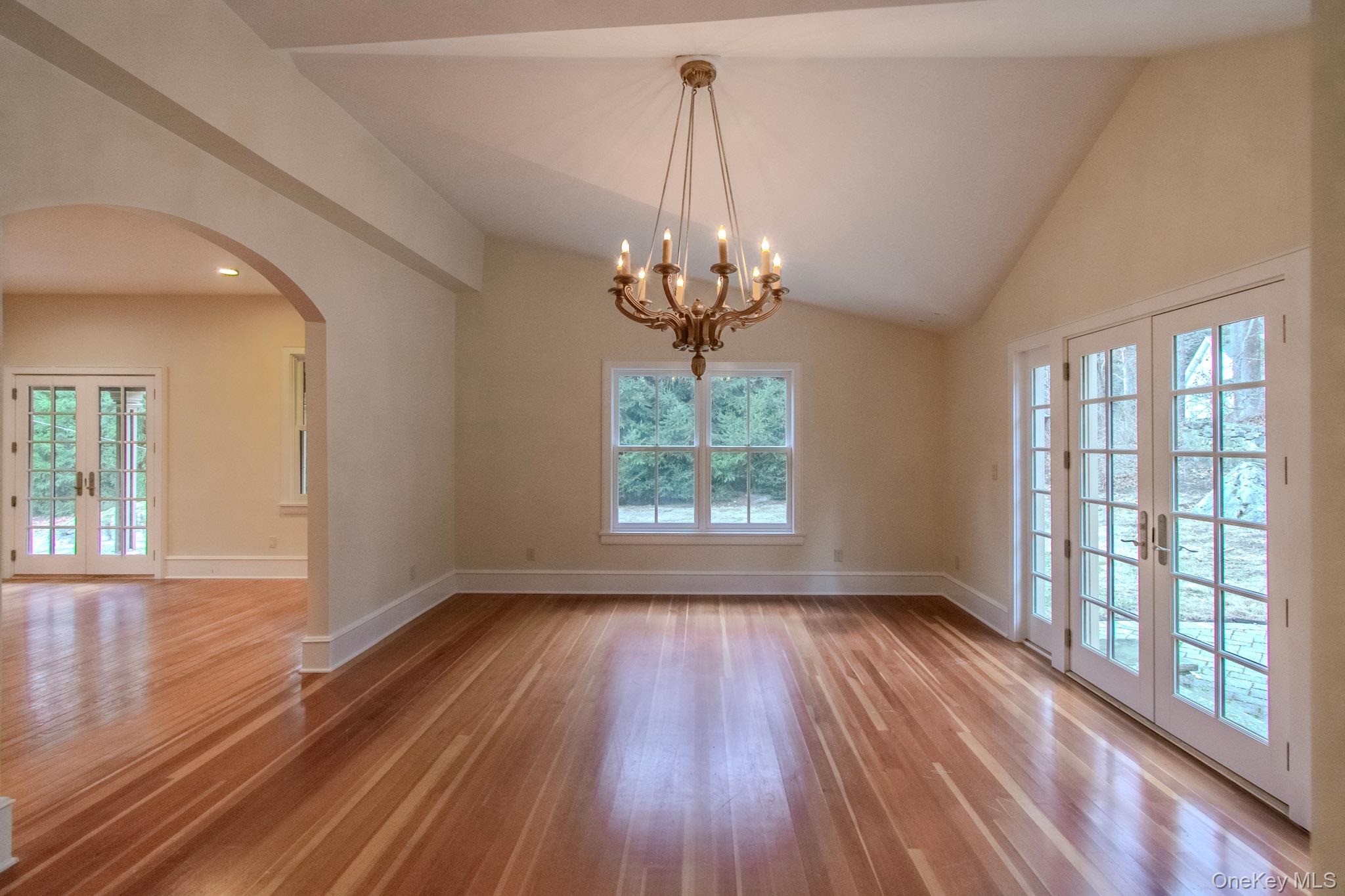 54 East Lake Stable Road Tuxedo Park, NY 10987 - Photo 10 of 31 Empty room featuring light hardwood / wood-style floors, a wealth of natural light, and french doors