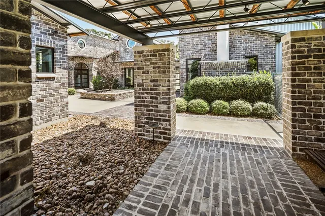 a porch with seating space