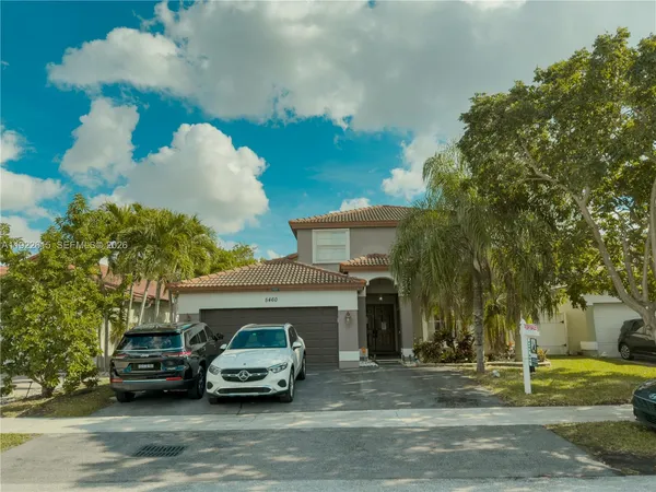 a view of a car parked in front of a house