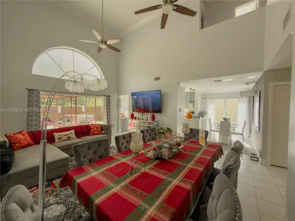 a living room with furniture