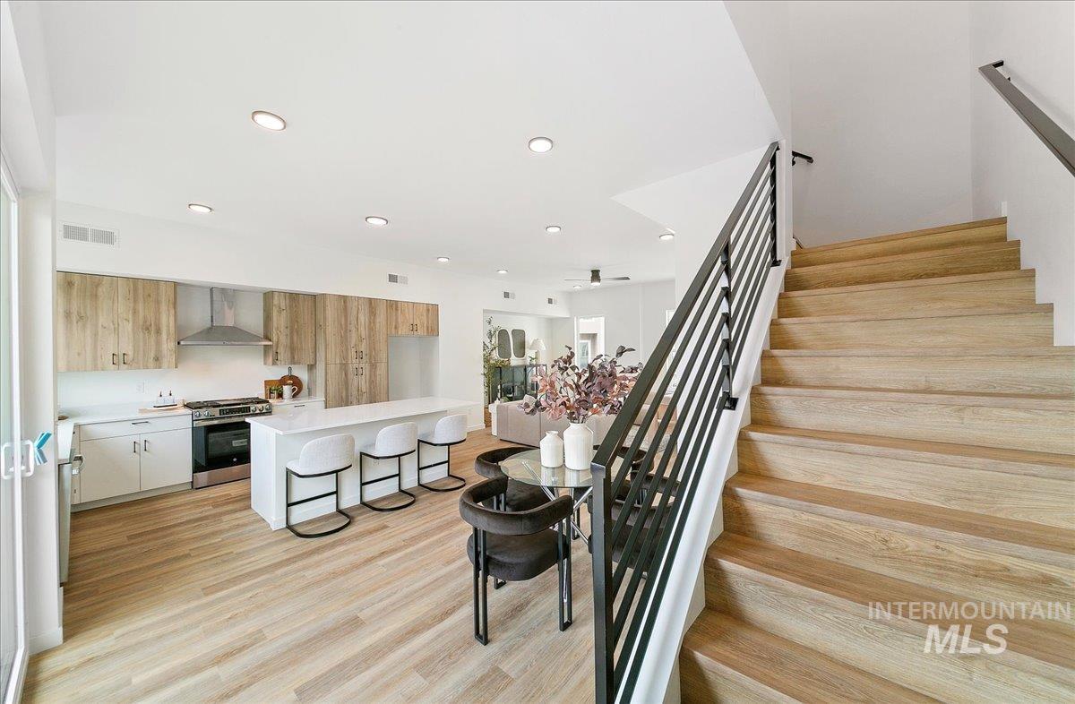 2032 South Mackinnon Lane Boise, ID 83706 - Photo 23 of 48 Stairway featuring wood finished floors and recessed lighting
