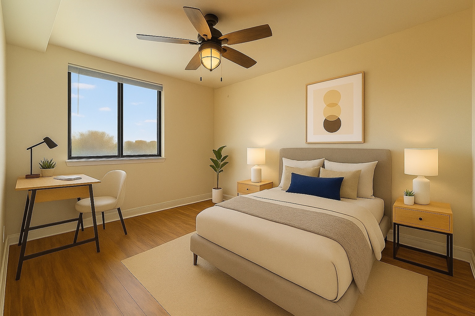 3016 Guadalupe Street, Unit 303 Austin, TX 78705 - Photo 11 of 15 a bedroom with a bed and a table